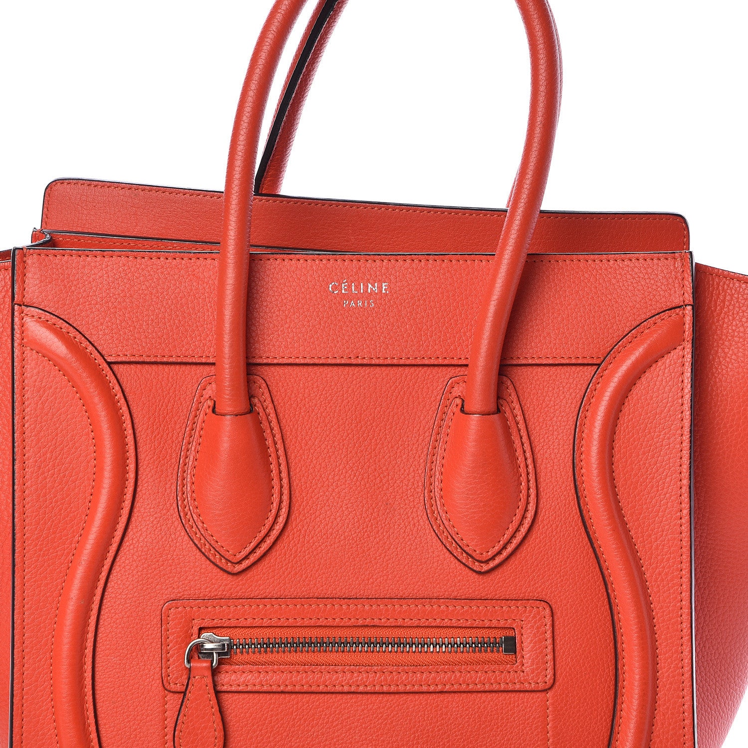 Celine Drummed Calfskin Micro Luggage Vermillion 7 of 11