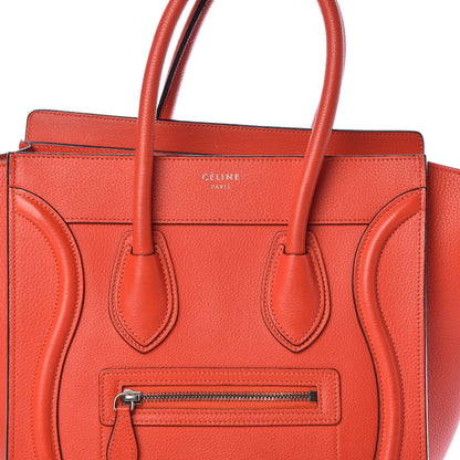 Celine Drummed Calfskin Micro Luggage Vermillion 7 of 11