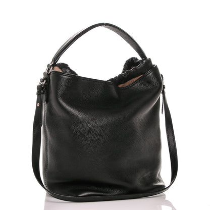 Burberry Grainy Calfskin Canvas Mega Check Medium Ashby Hobo Black 3 of 8