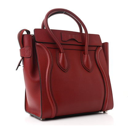 Celine Drummed Calfskin Micro Luggage Merlot 2 of 8