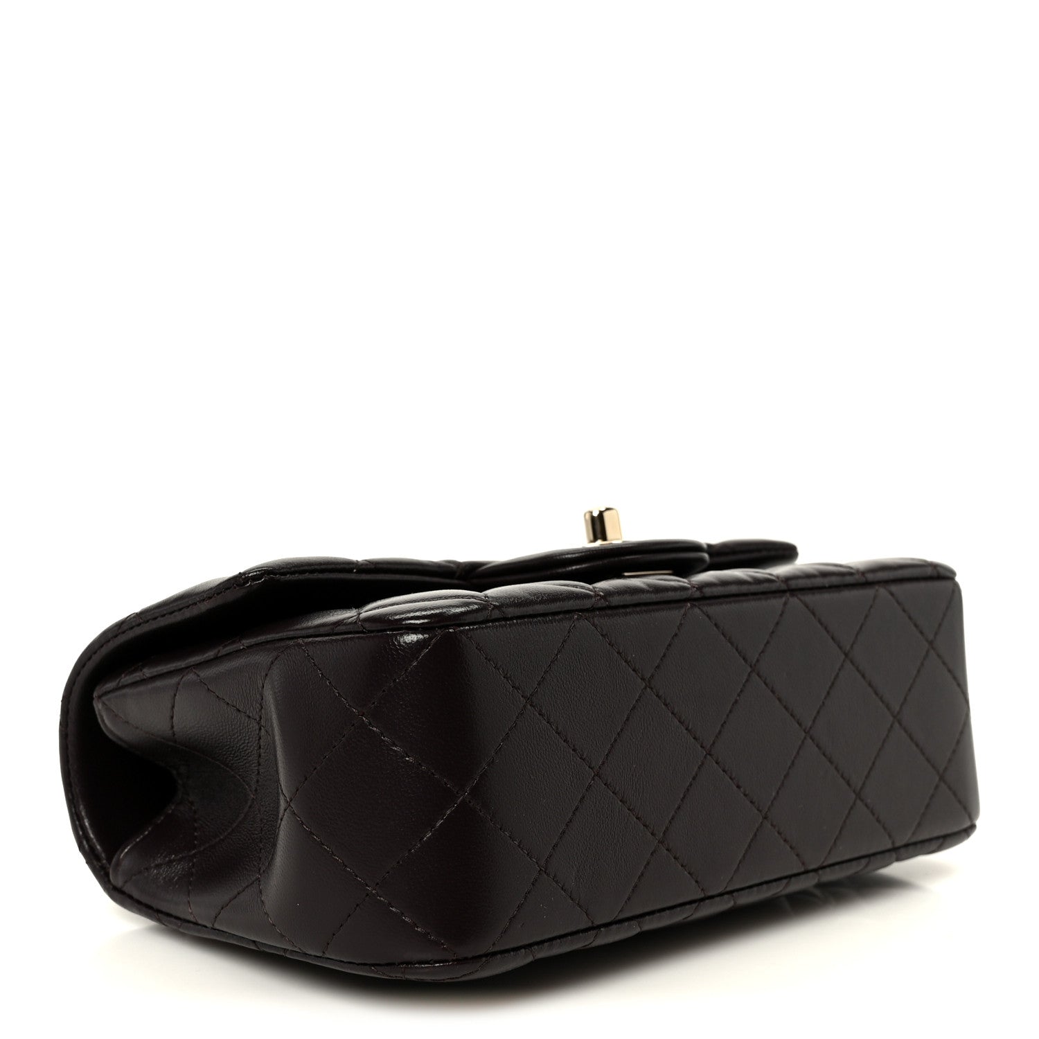 Chanel Lambskin Quilted Mini Top Handle Rectangular Flap Dark Brown 4 of 12