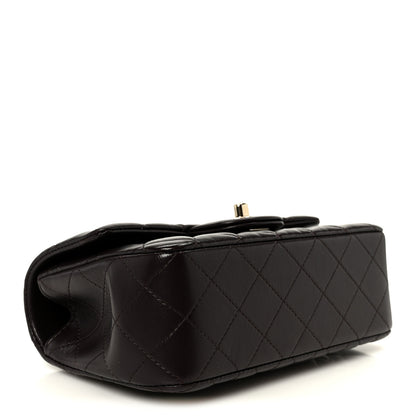Chanel Lambskin Quilted Mini Top Handle Rectangular Flap Dark Brown 4 of 12