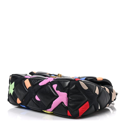 Chanel Lambskin Printed Fabric Medium Chanel 19 Flap Black Multicolor 8 of 9