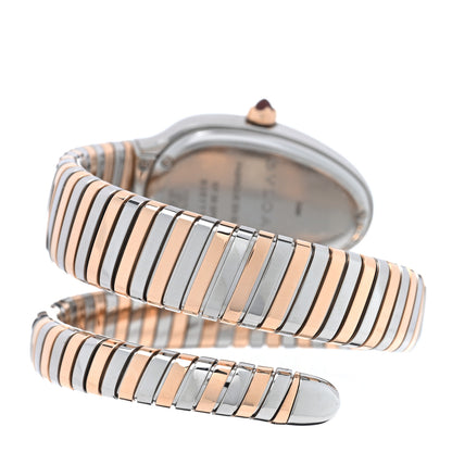 Bulgari Stainless Steel 18K Rose Gold Diamond Bezel 35mm Serpenti Tubogas Quartz Watch Green 3 of 5