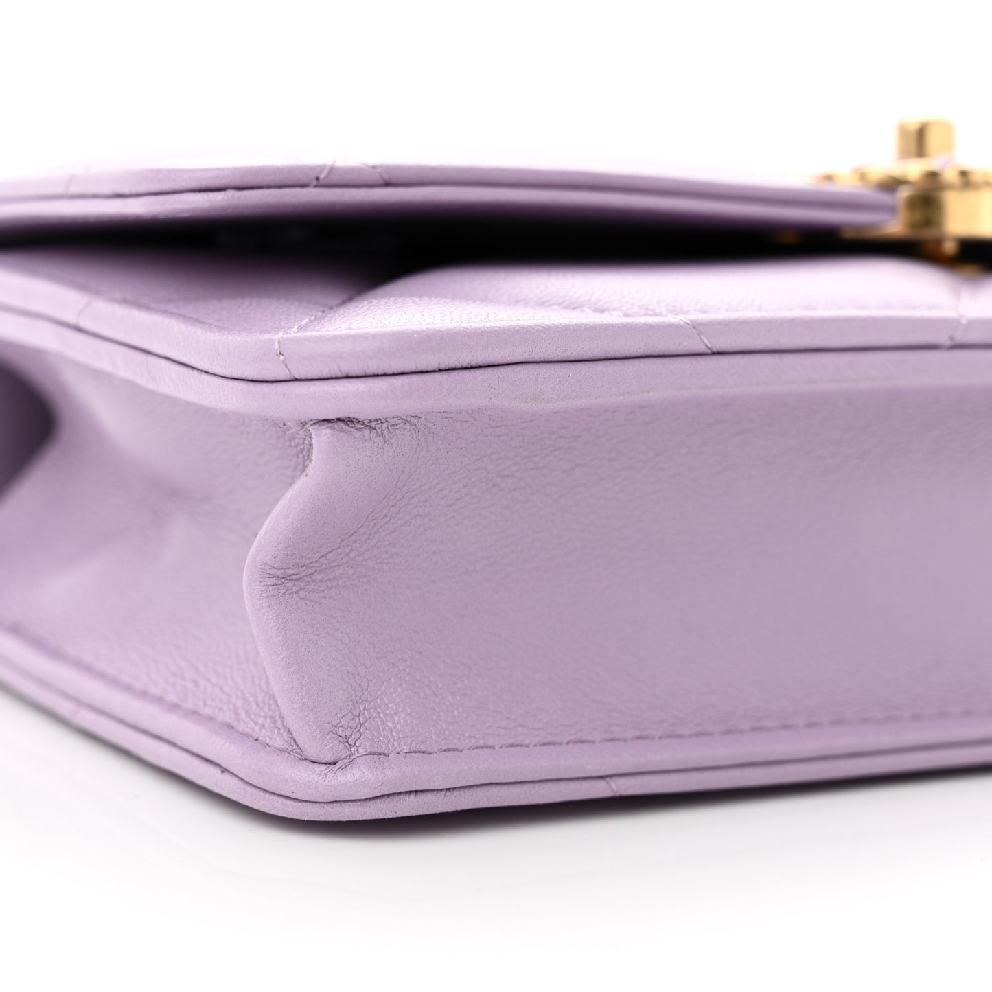Lambskin Quilted Chanel 19 Wallet On Chain WOC Light Purple