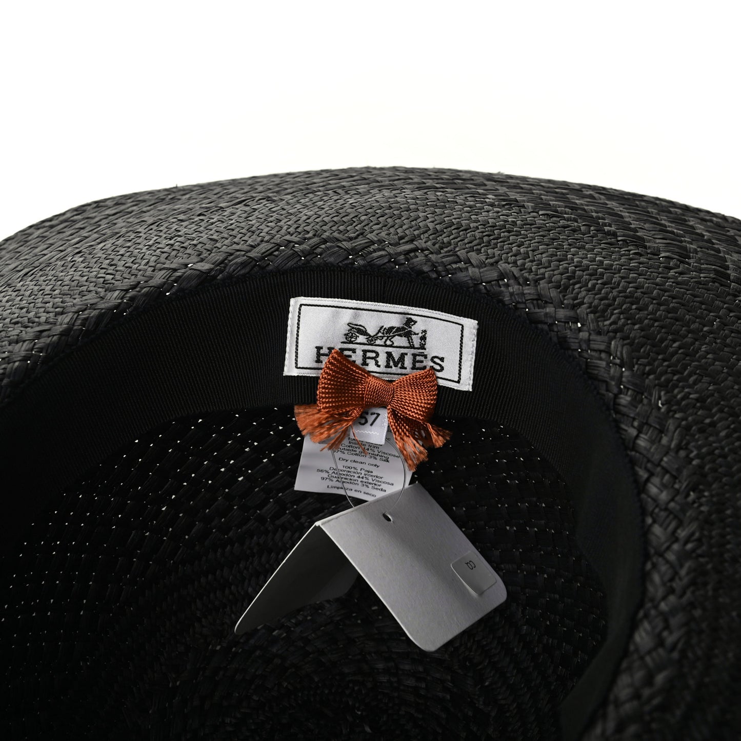 Straw Brides De Gala Panama Carrousel Hat 57 Black Terracotta