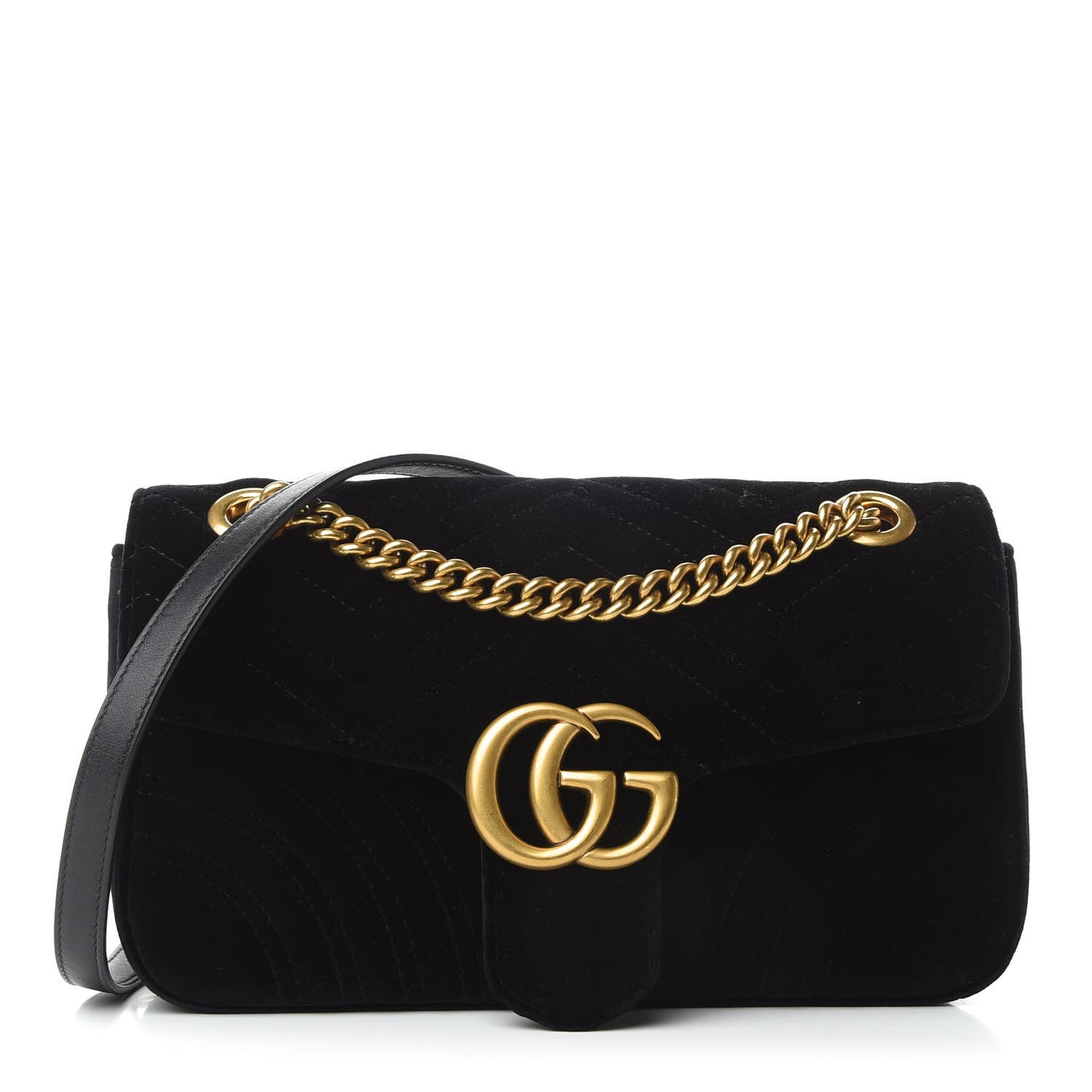Velvet Matelasse Small GG Marmont Shoulder Bag Black
