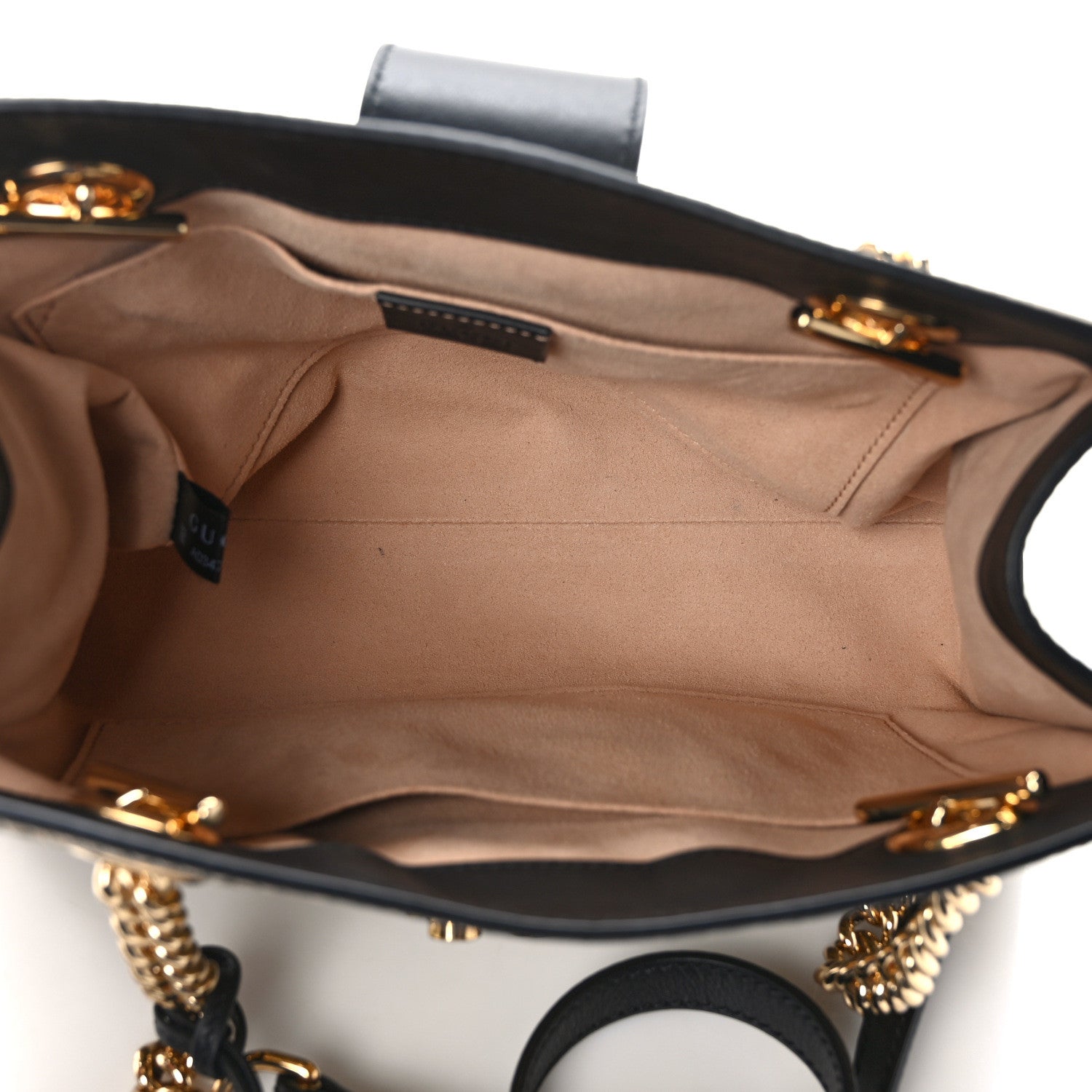 Gucci GG Supreme Monogram Bees Small Padlock Tote Beige Oro Black 5 of 12