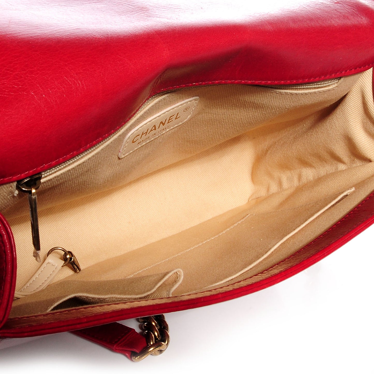 Calfskin Quilted Large Boy Flap Red