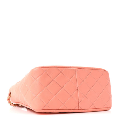 Chanel Lambskin Quilted Small Pearl Crush Hobo  Coral 4 of 10