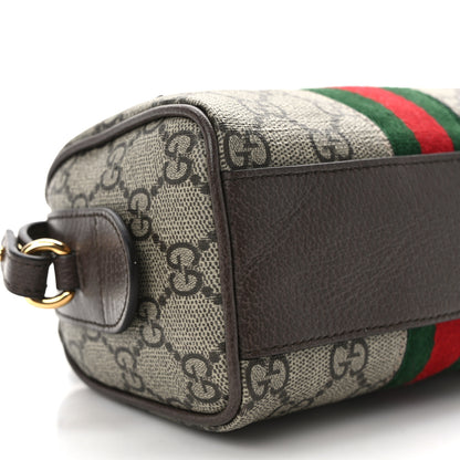 Gucci GG Supreme Monogram Textured Dollar Calfskin Web Super Mini Ophidia Top Handle Bowler Bag Beige Ebony New Acero 8 of 15