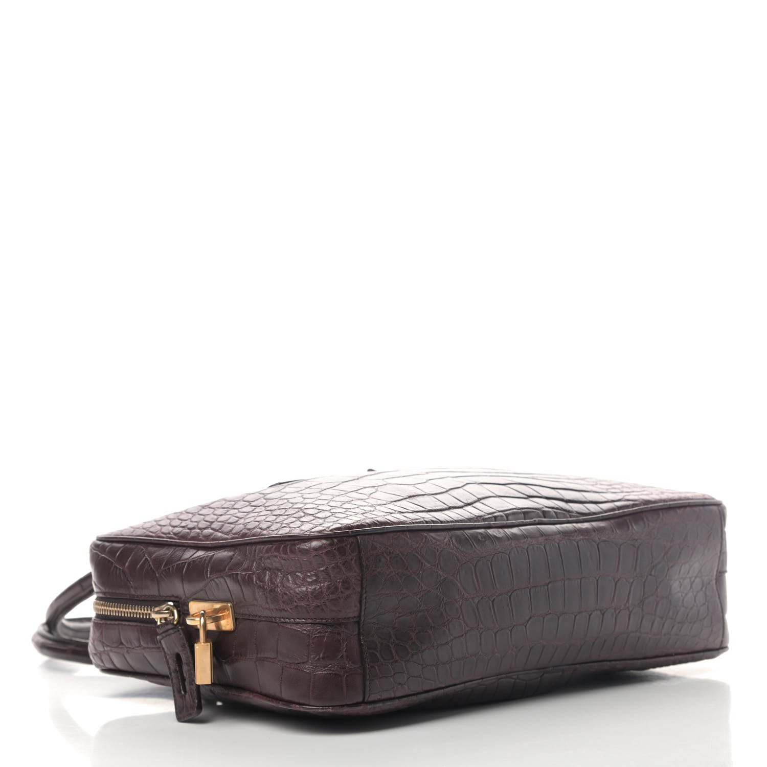 Prada Calfskin Crocodile Embossed Tote Purple 3 of 6