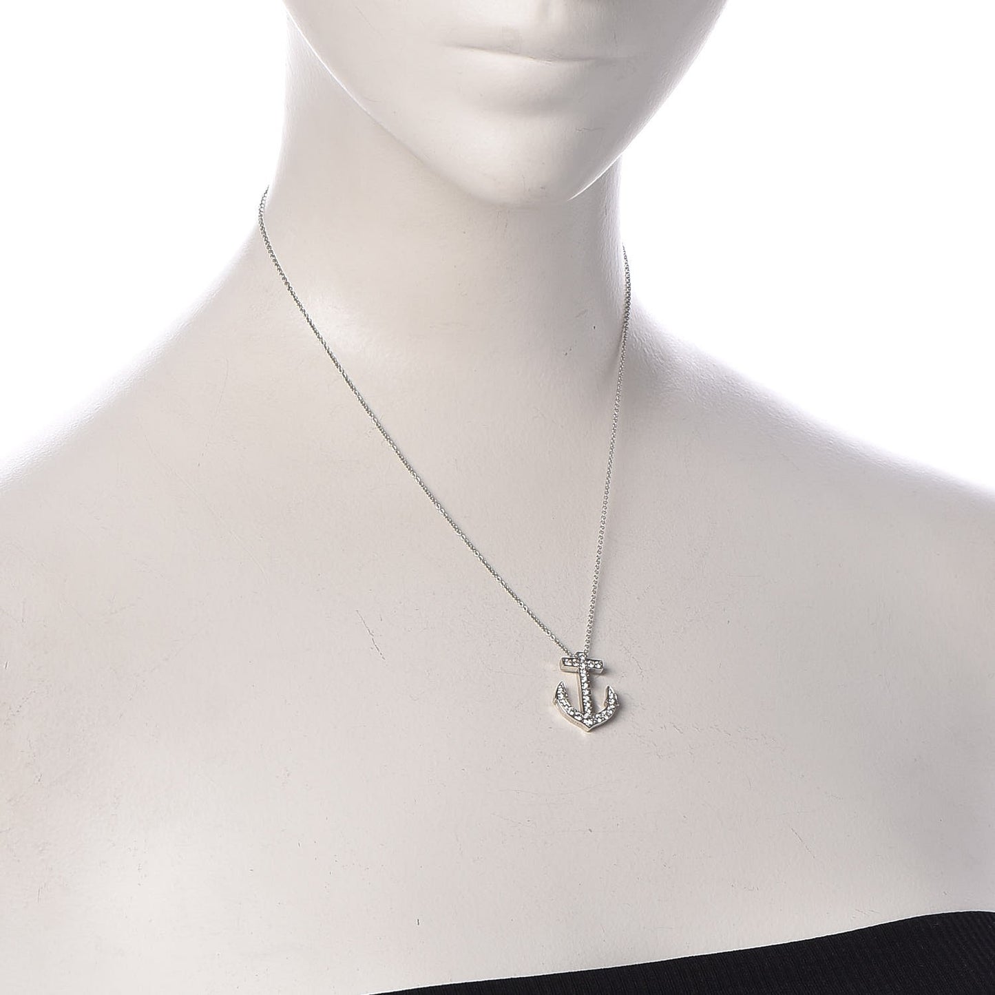 Platinum Diamond Anchor Pendant Necklace