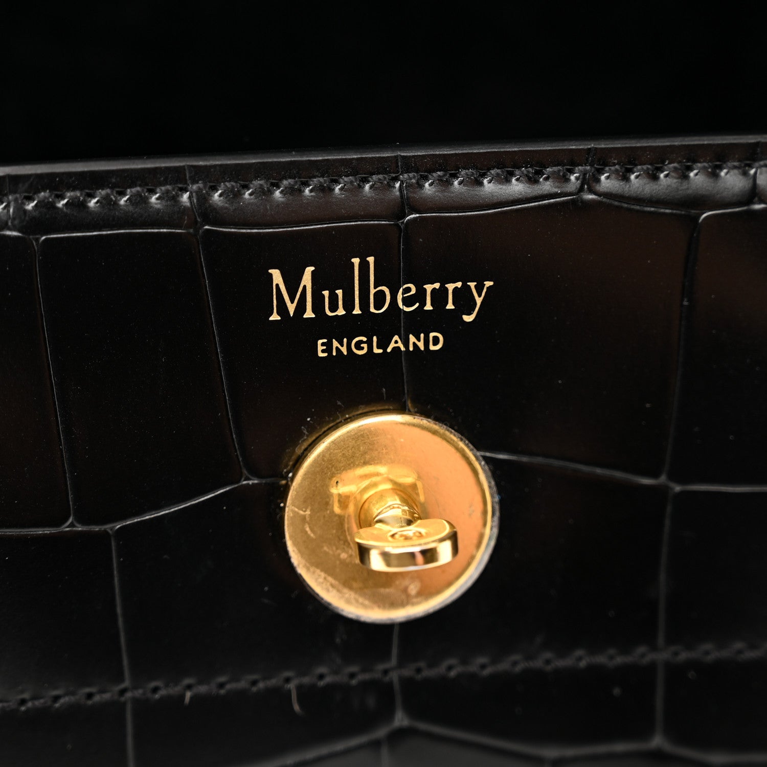 Mulberry Crocodile Embossed Calfskin Bayswater Black 7 of 13