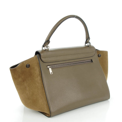 Celine Drummed Calfskin Suede Medium Trapeze Dune 3 of 7