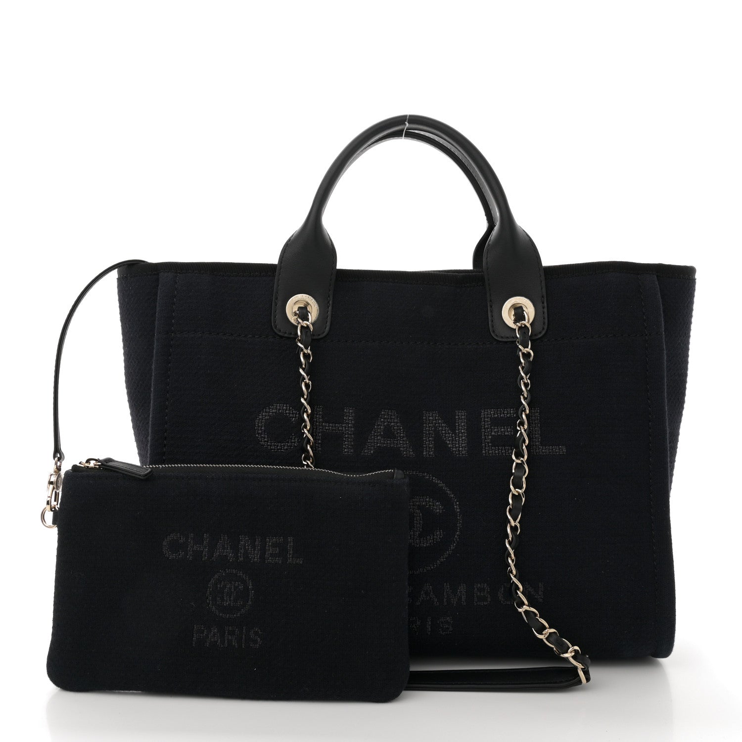 Chanel Mixed Fibers Small Deauville Tote Navy Blue 3 of 11
