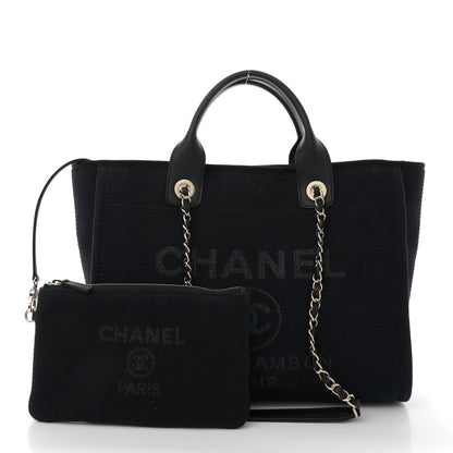 Chanel Mixed Fibers Small Deauville Tote Navy Blue 3 of 11