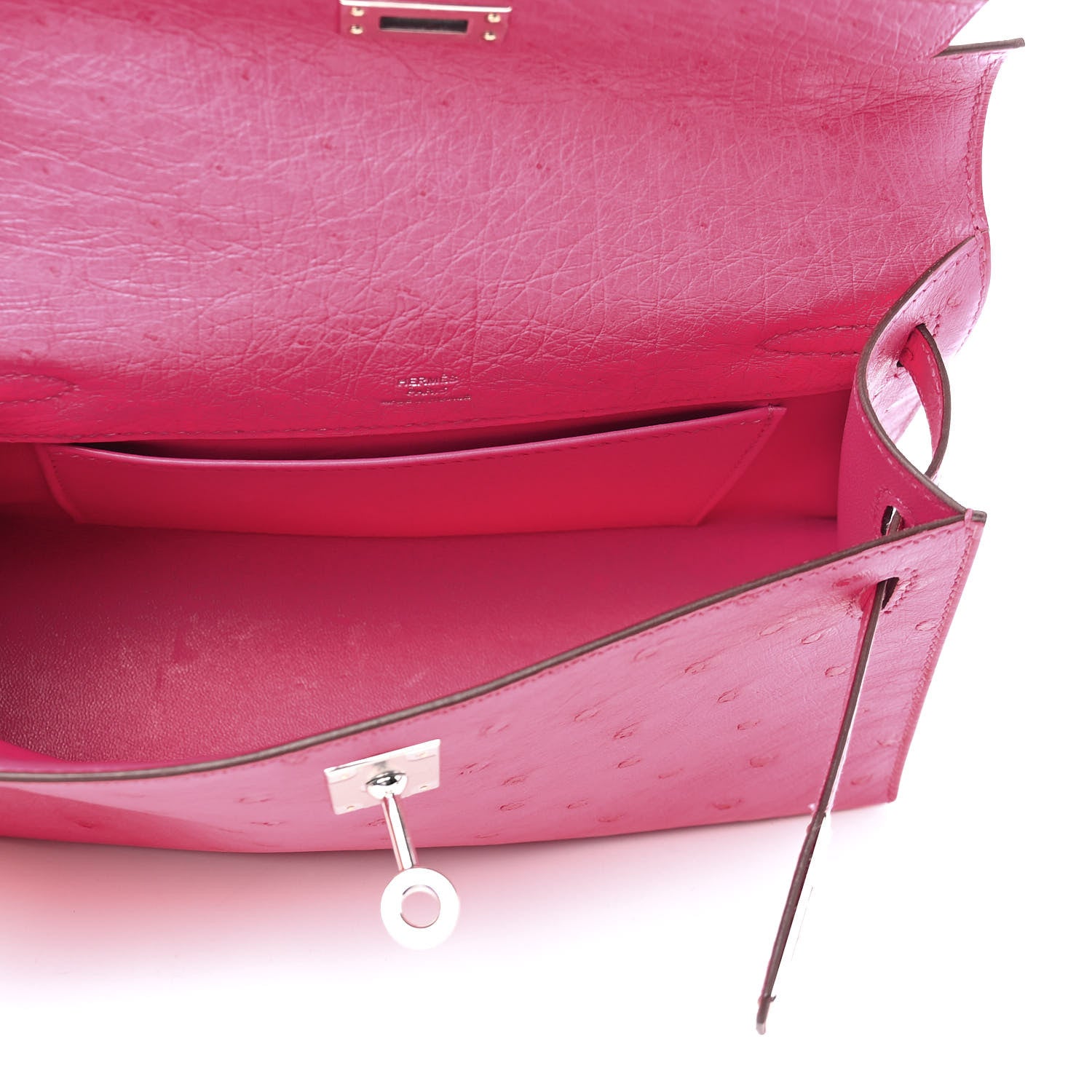 Hermes Ostrich Kelly Pochette Rose Tyrien 5 of 8