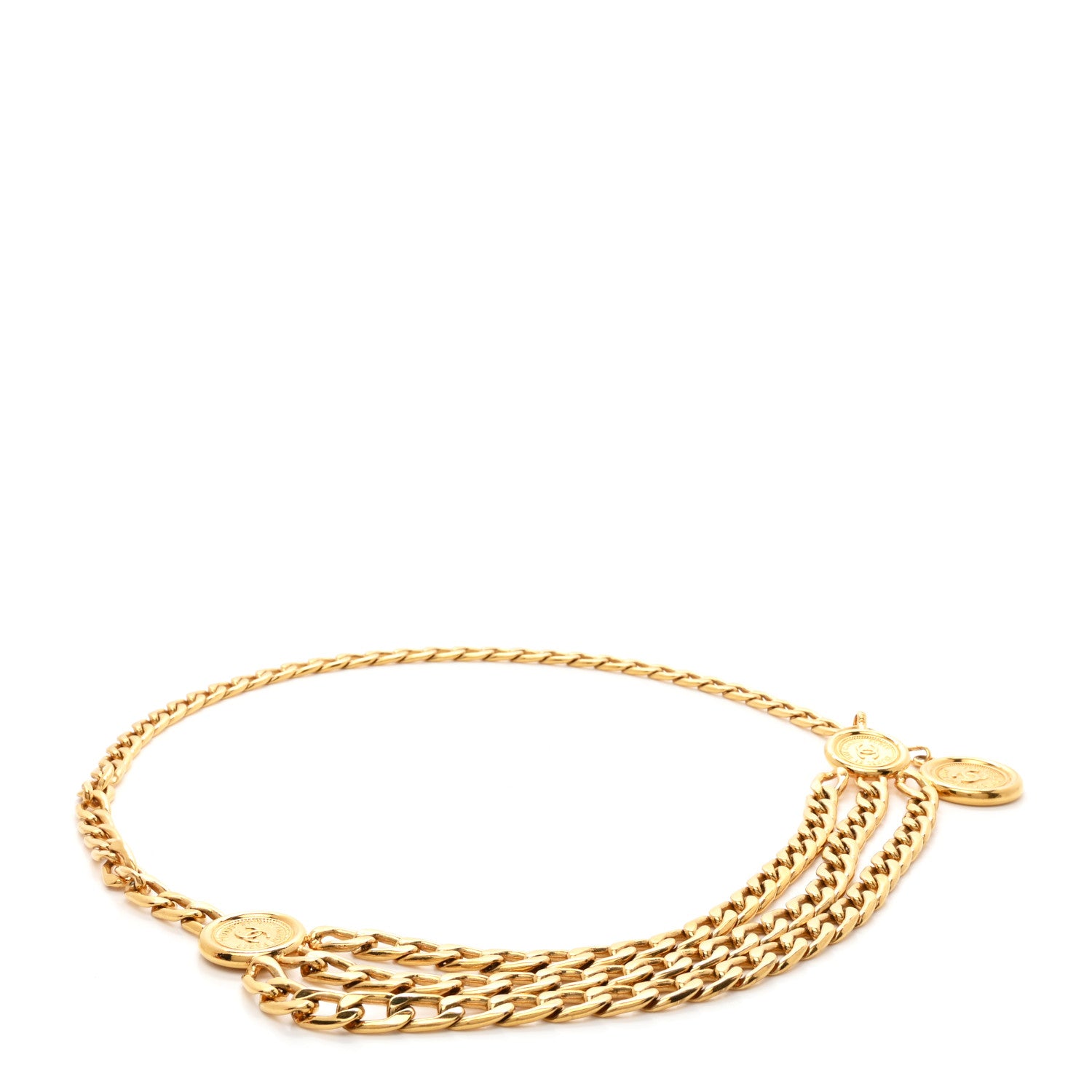 Chanel Metal Medallion CC Triple Chain Belt Gold 1 of 4