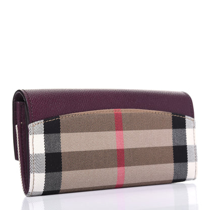 Burberry Grainy Calfskin House Check Continental Wallet Mahogany Red 3 of 11