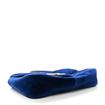 Gucci Velvet Matelasse Medium GG Marmont Shoulder Bag Cobalt Blue 4 of 10