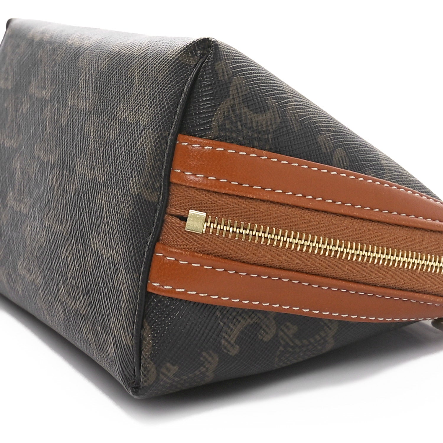 Celine Triomphe Canvas Lambskin Clutch On Chain Tan 11 of 12