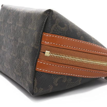 Celine Triomphe Canvas Lambskin Clutch On Chain Tan 11 of 12