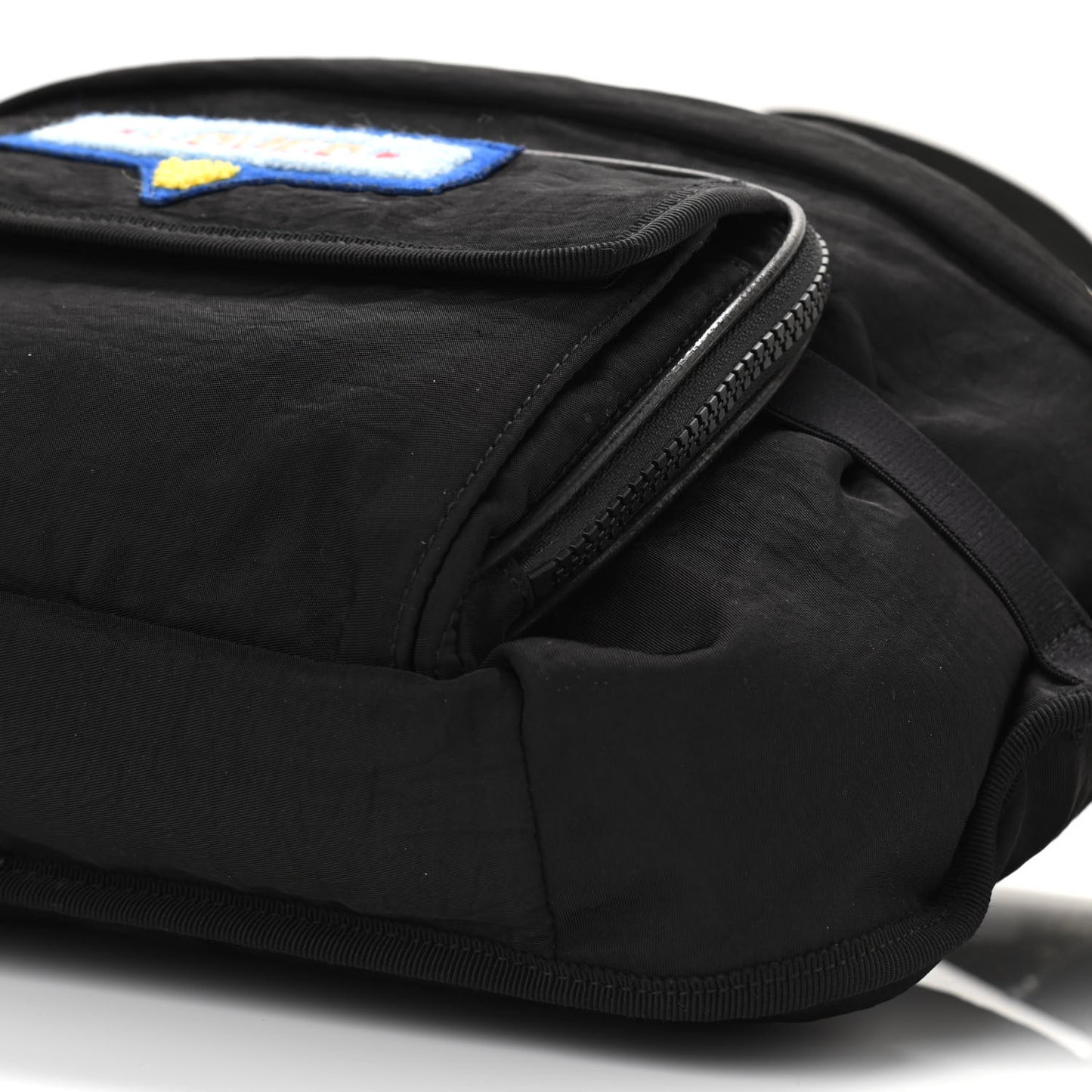 Nylon 80s Logo Patch Belt Bag Black
