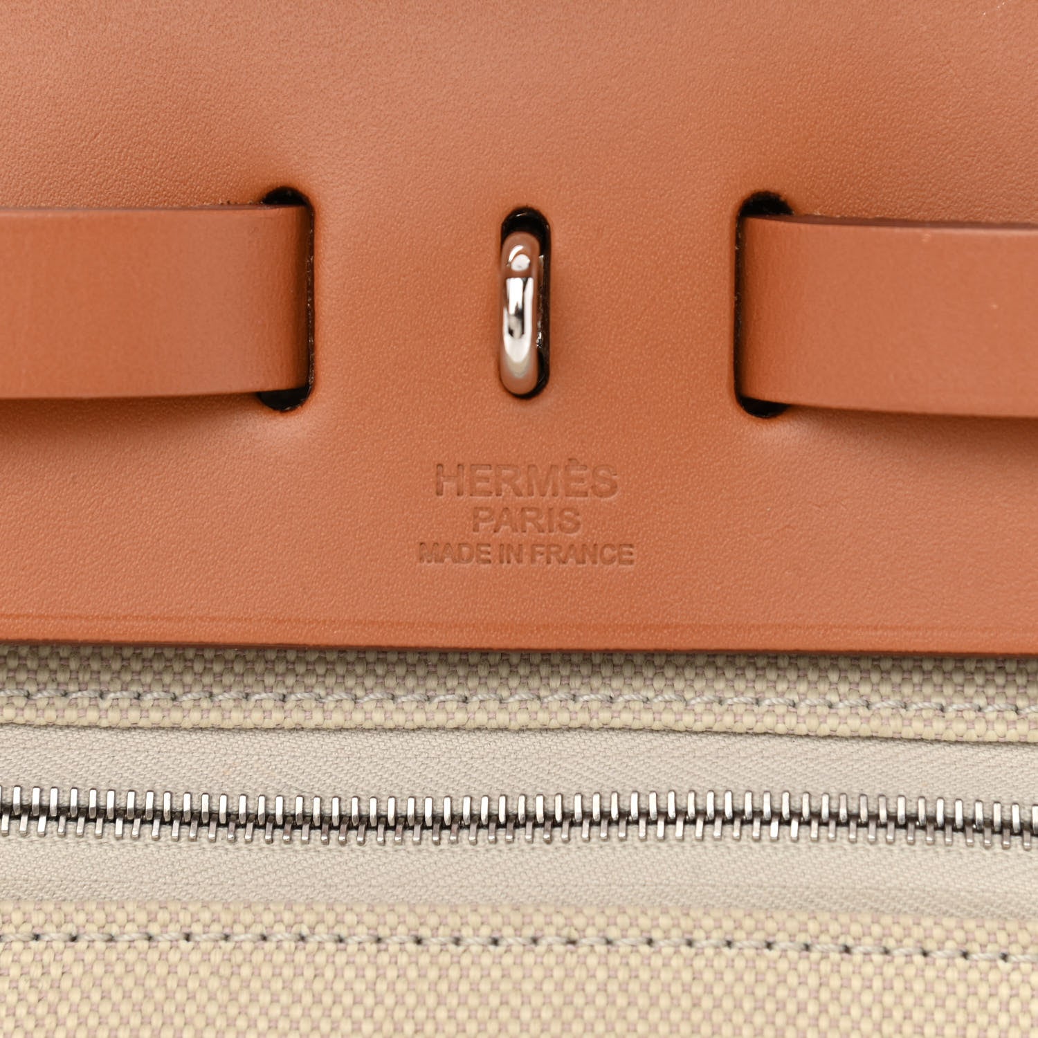 Hermes Military Toile Vache Hunter Herbag Zip Retourne 31 PM Beton Naturel 8 of 12