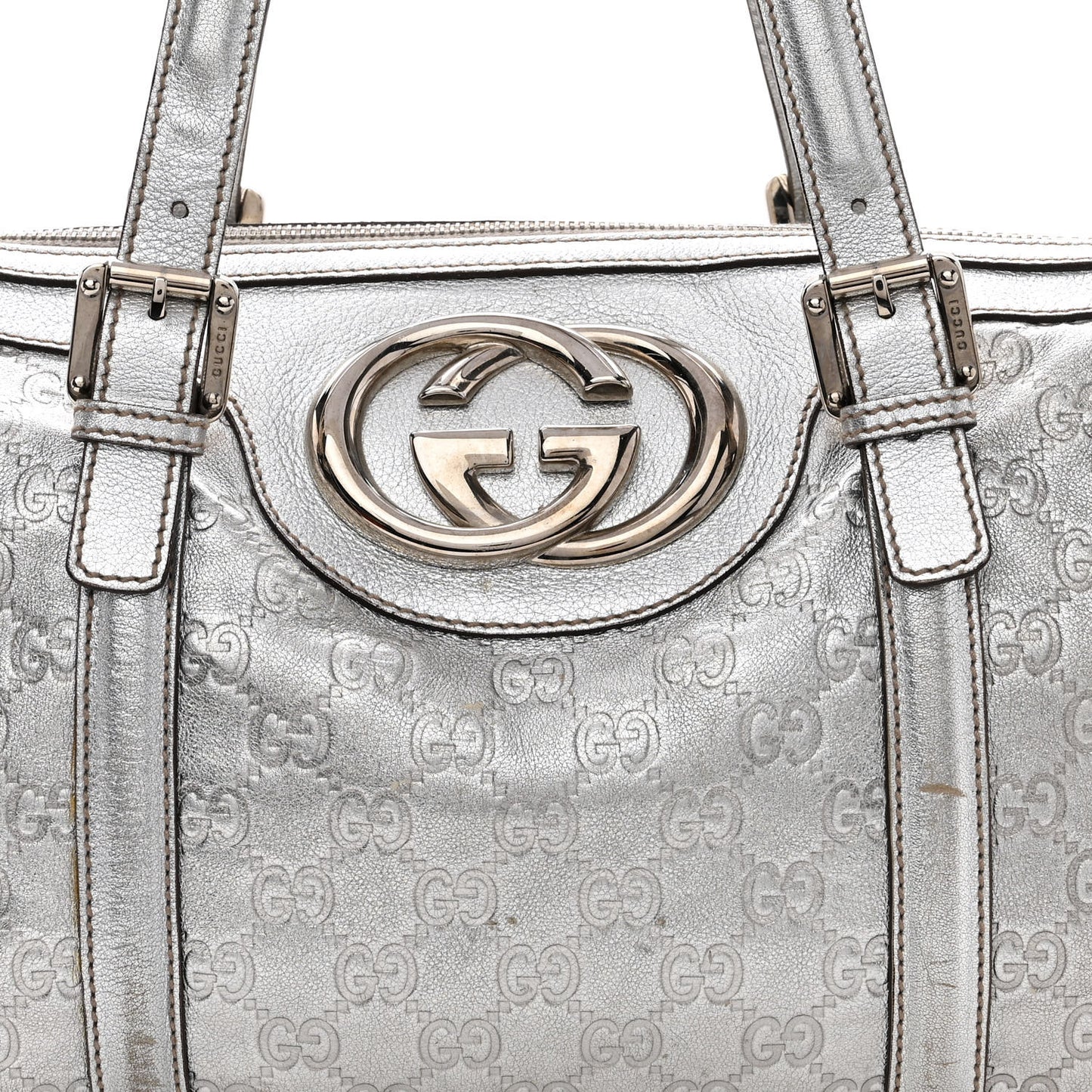 Metallic Guccissima Medium Britt Boston SIlver