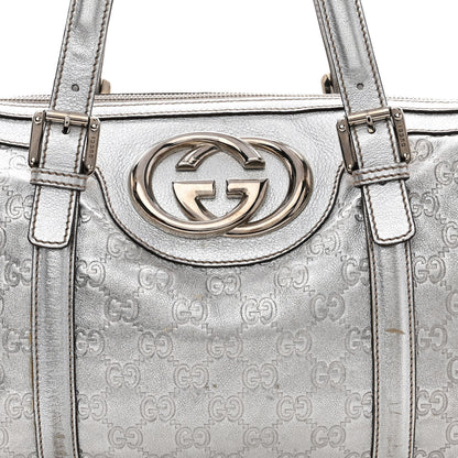 Gucci Metallic Guccissima Medium Britt Boston SIlver 8 of 14