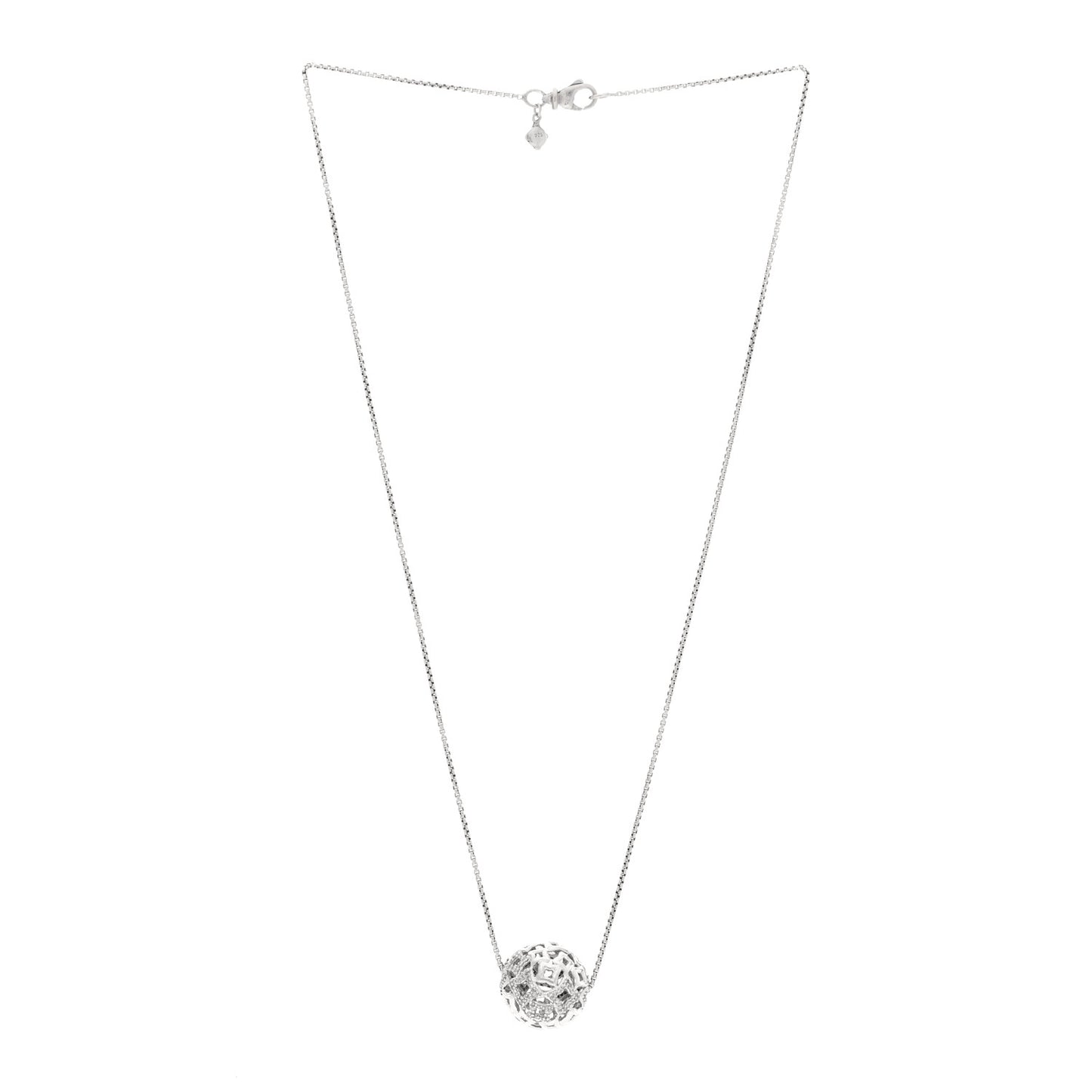 Sterling Silver Diamond Quatrefoil Ball Pendant Necklace