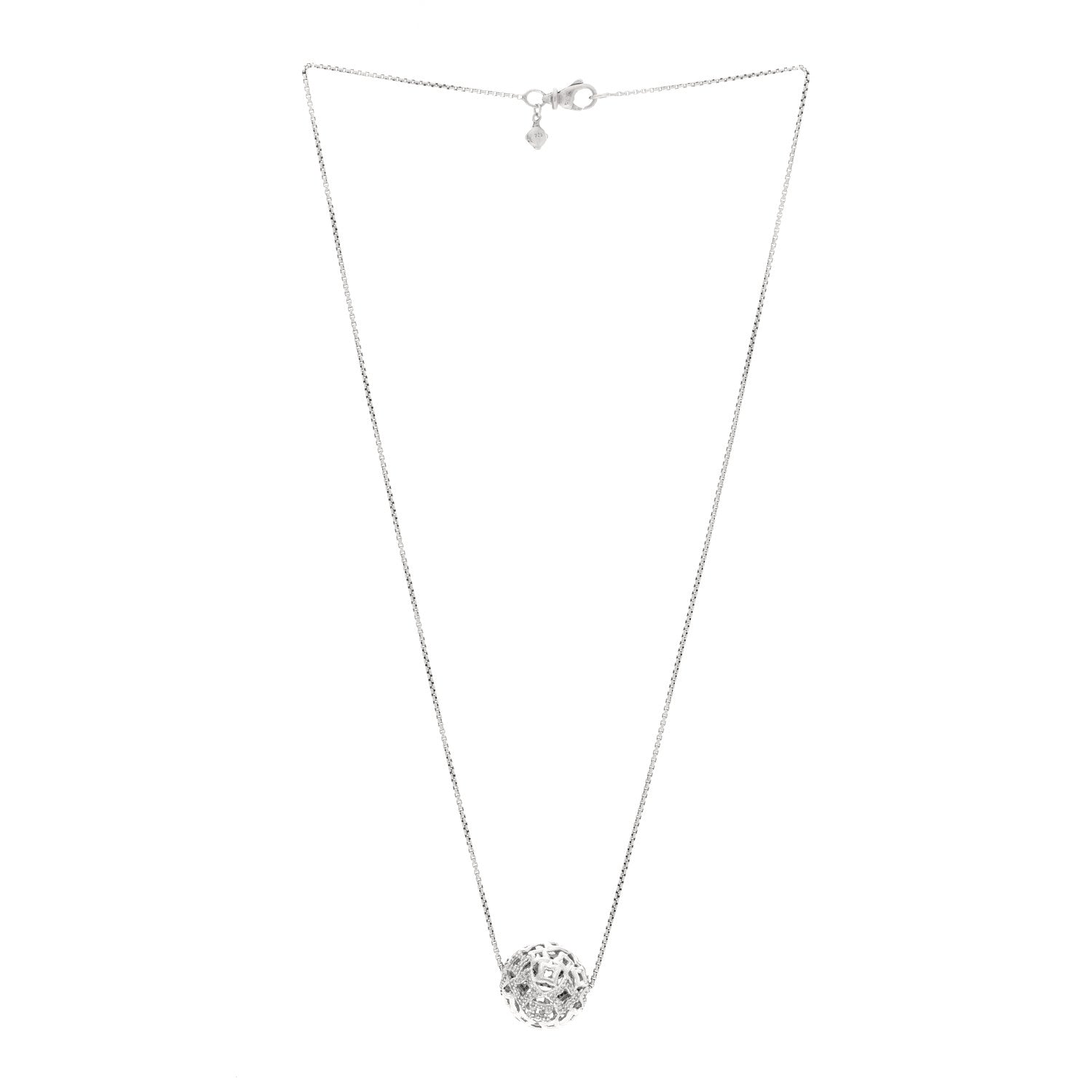 David Yurman Sterling Silver Diamond Quatrefoil Ball Pendant Necklace 3 of 4