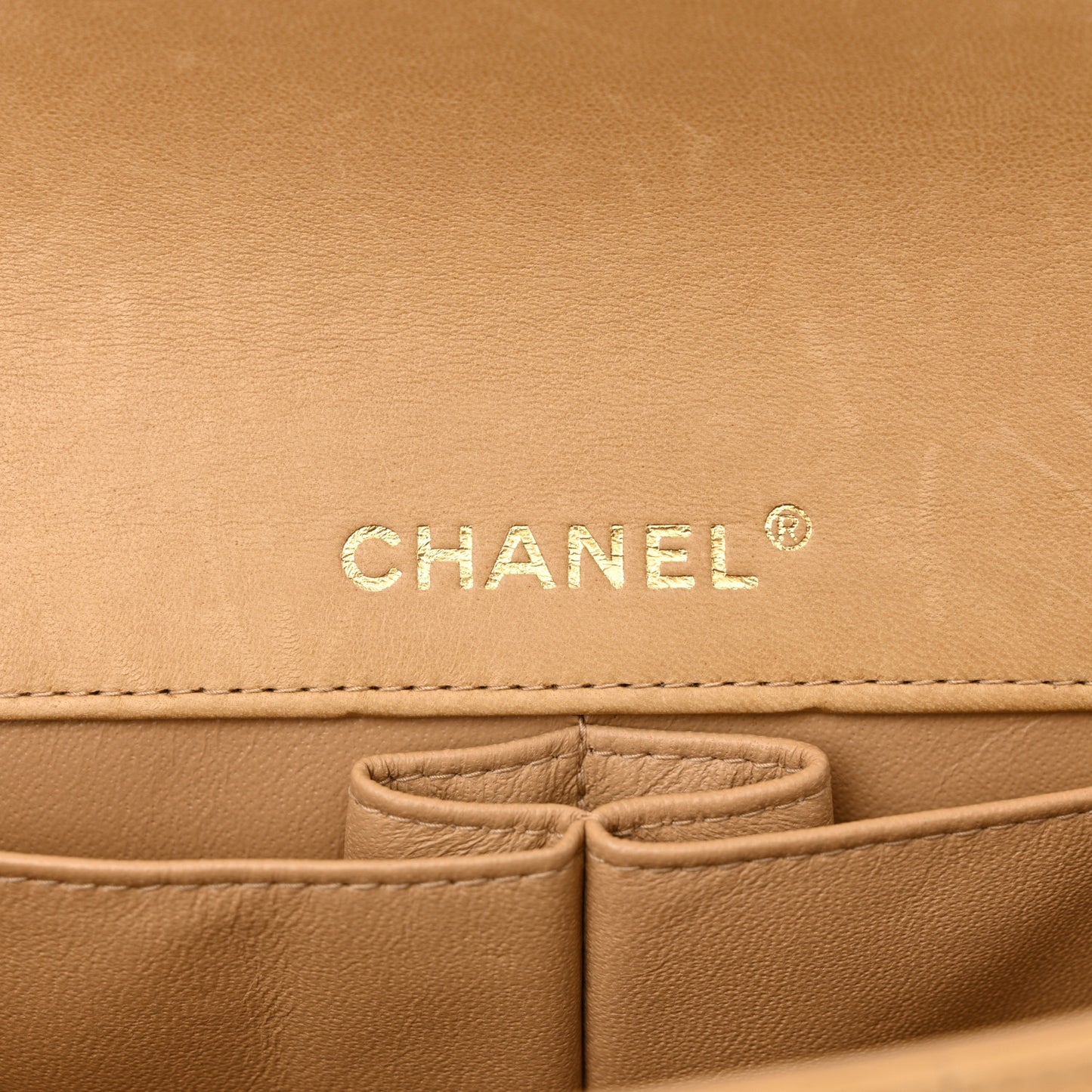 Lambskin East West Chocolate Bar Flap Beige
