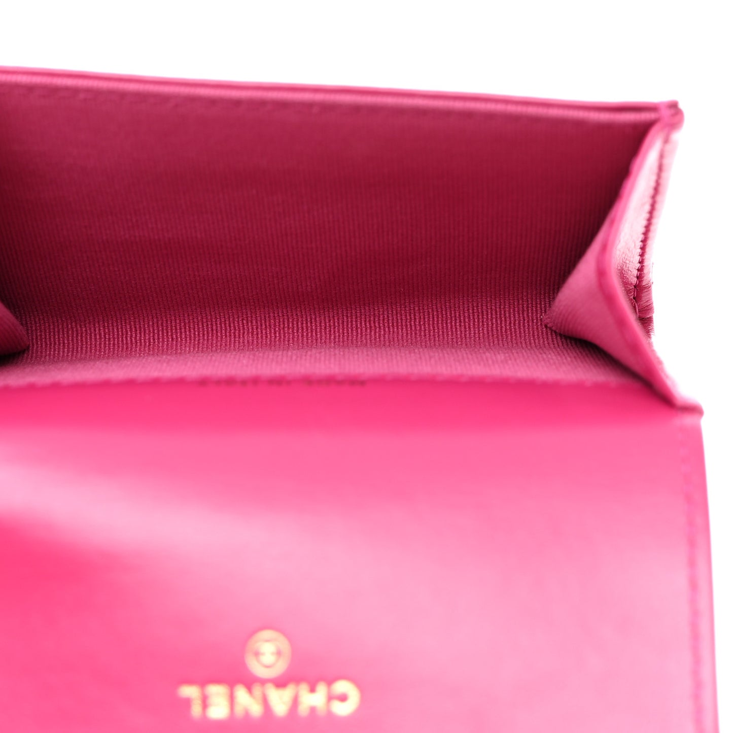 Aged Calfskin Quilted Reissue Flap Card Holder Fuchsia
