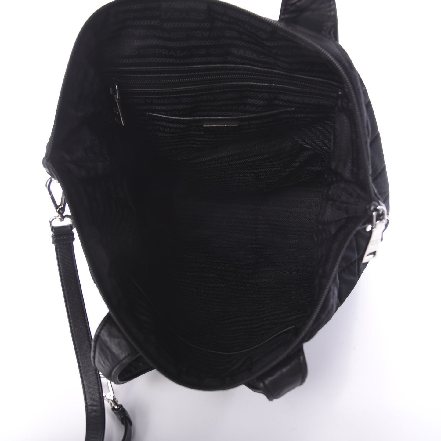 Tessuto Nylon Quilted Shopping Tote Black