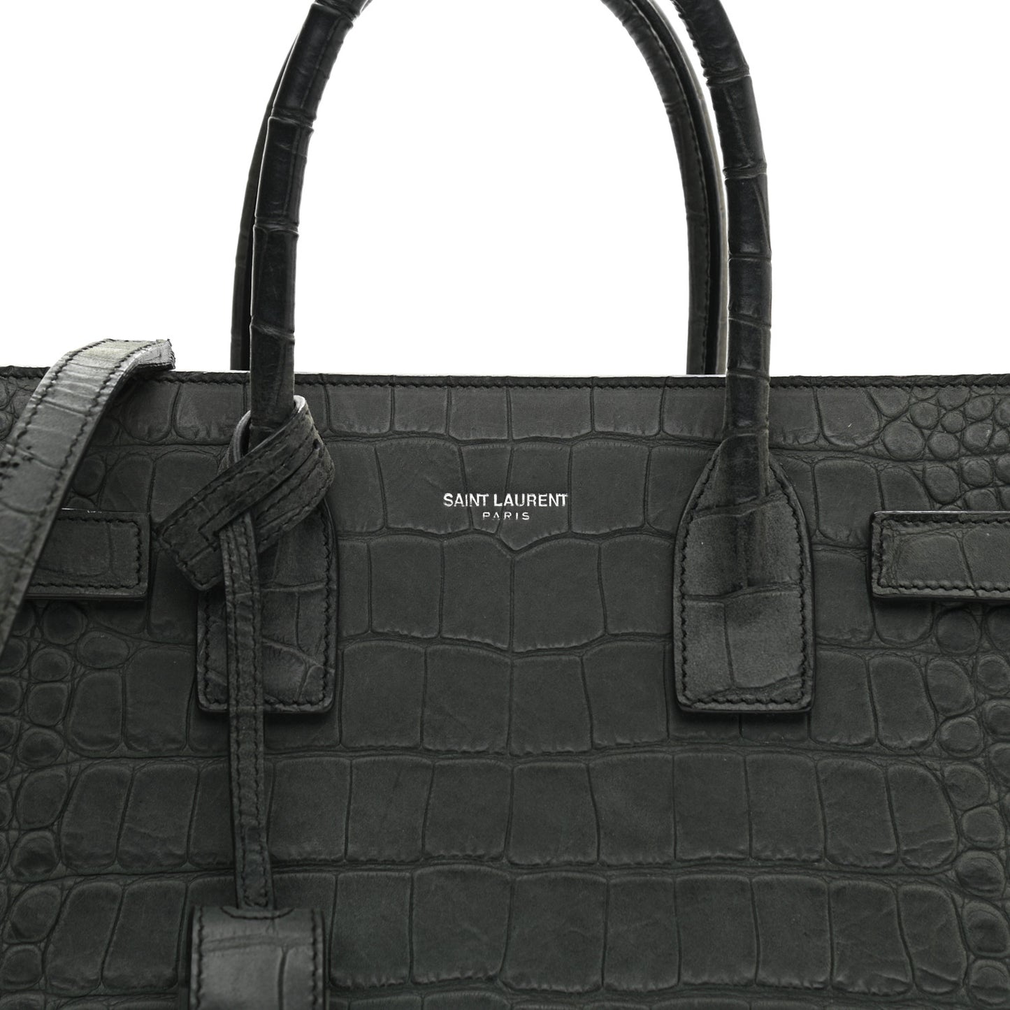Calfskin Crocodile Embossed Small Sac De Jour Fog