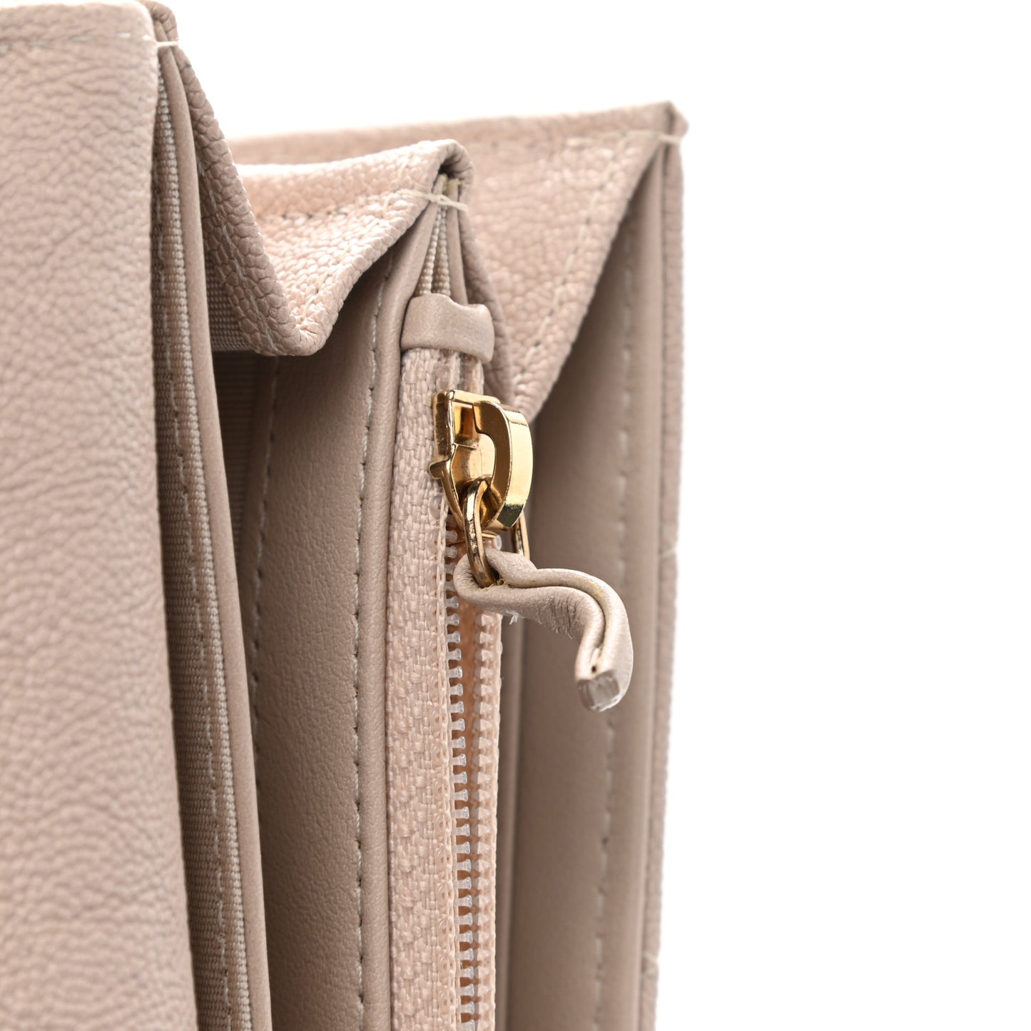 Caviar Quilted Large Boy Gusset Flap Wallet Beige
