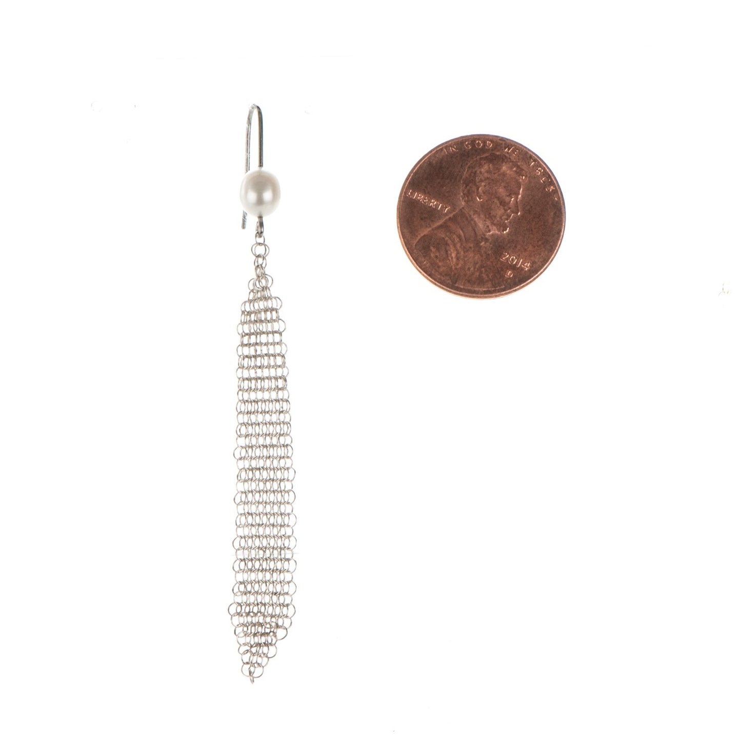 Sterling Silver Pearl Small Elsa Peretti Mesh Earrings