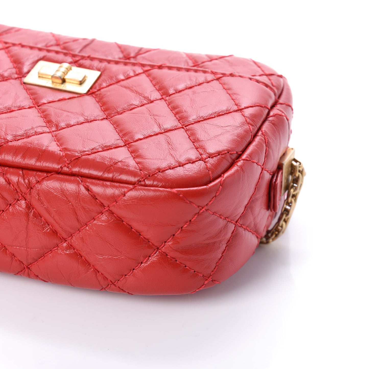 Aged Calfskin Quilted Mini Reissue Camera Case Red