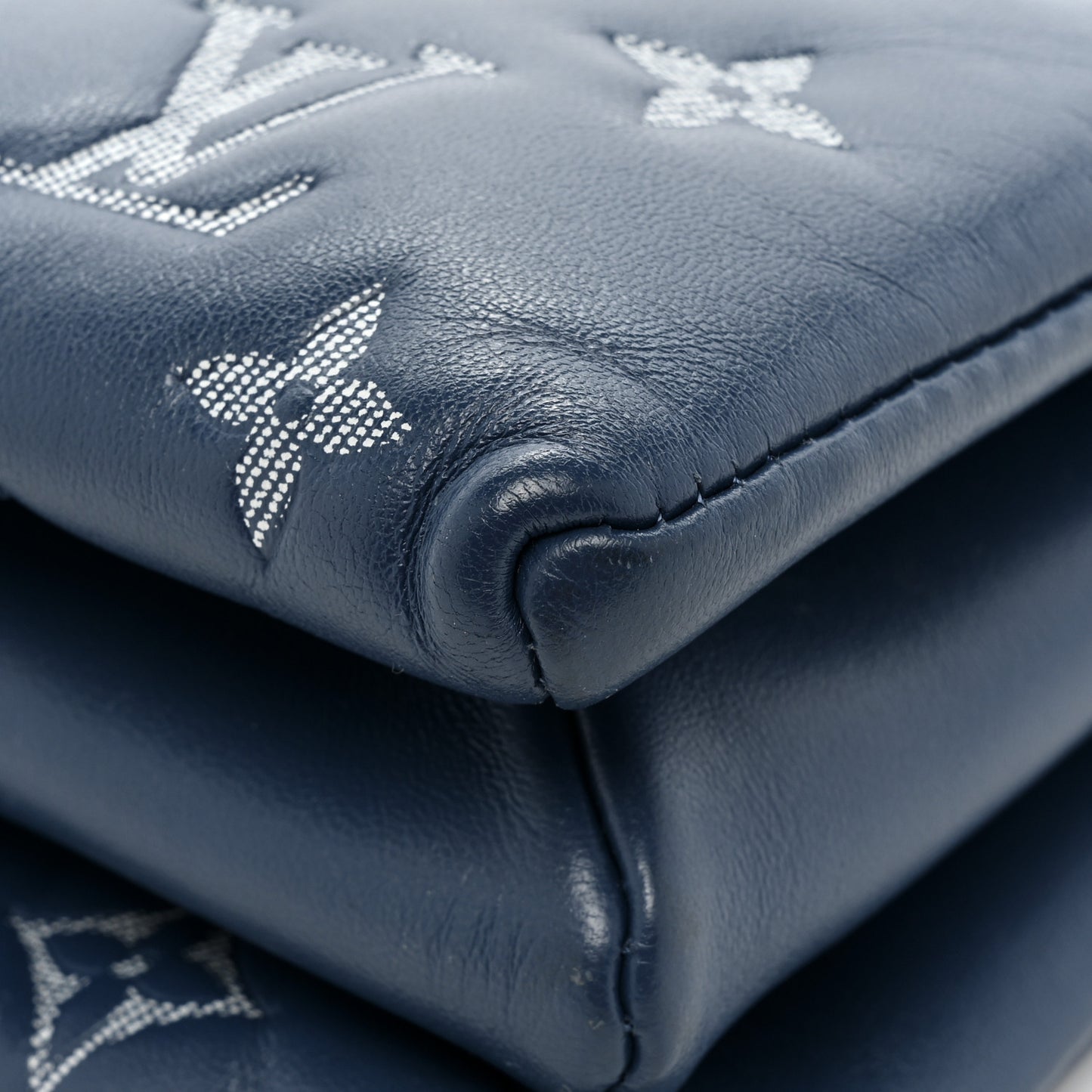 Lambskin Embossed Monogram Coussin PM Denim Blue