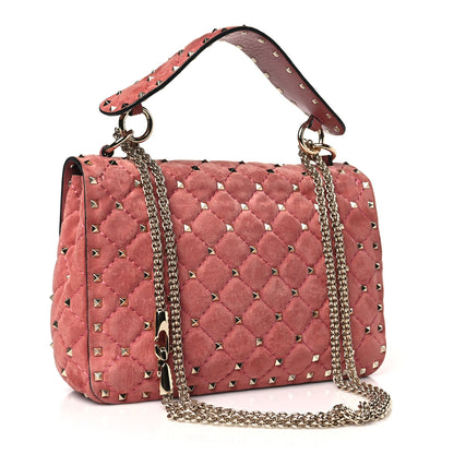 Valentino Garavani Suede Medium Rockstud Spike Shoulder Bag Antico Rosa 3 of 8