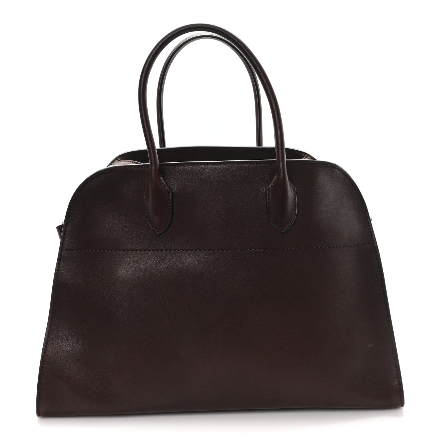 The Row Polished Saddle Calfskin Soft Margaux 15 Chestnut 1 of 10