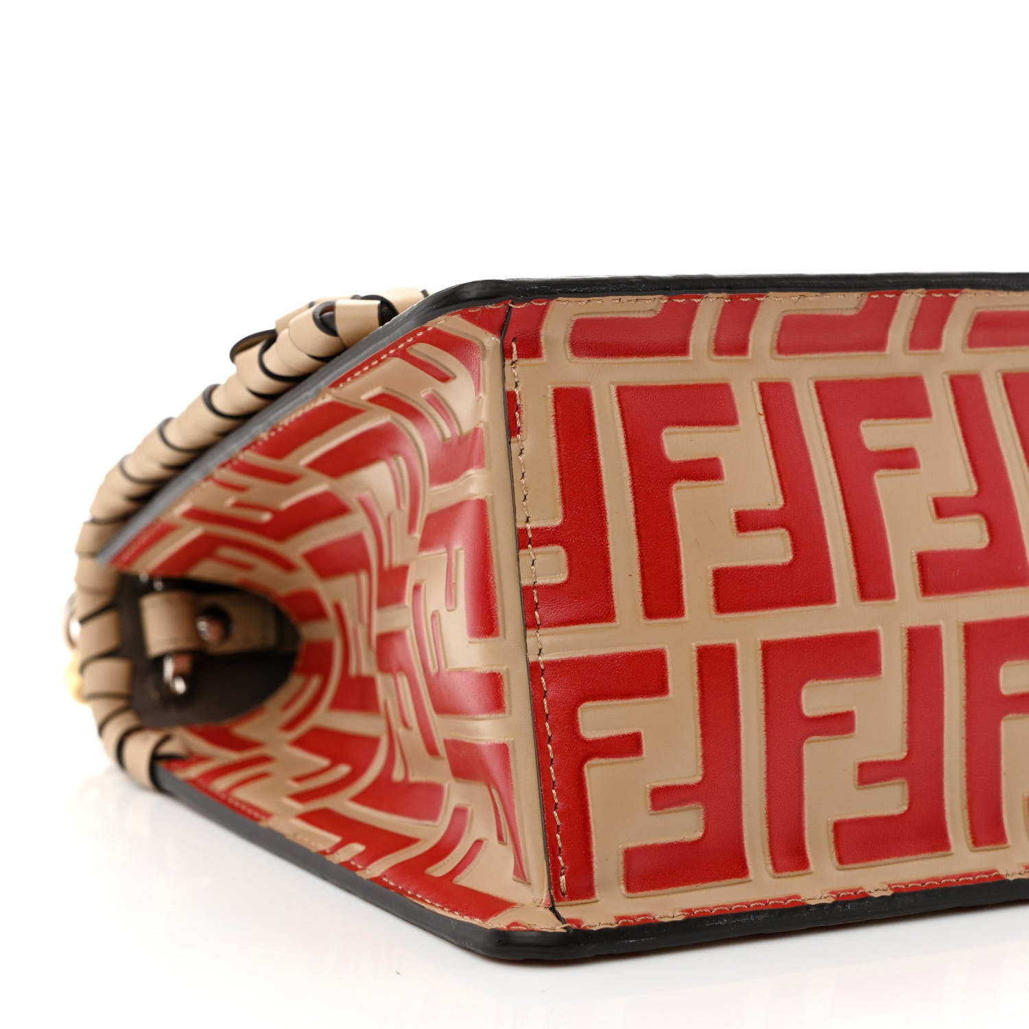 Fendi Vitello Century F is Fendi Whipstitch Threads FF Embossed Kan I Shoulder Bag Amido Fiamma 9 of 11
