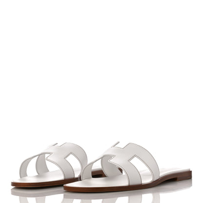Hermes Box Calfskin Oran Sandals 41 White 9 of 11