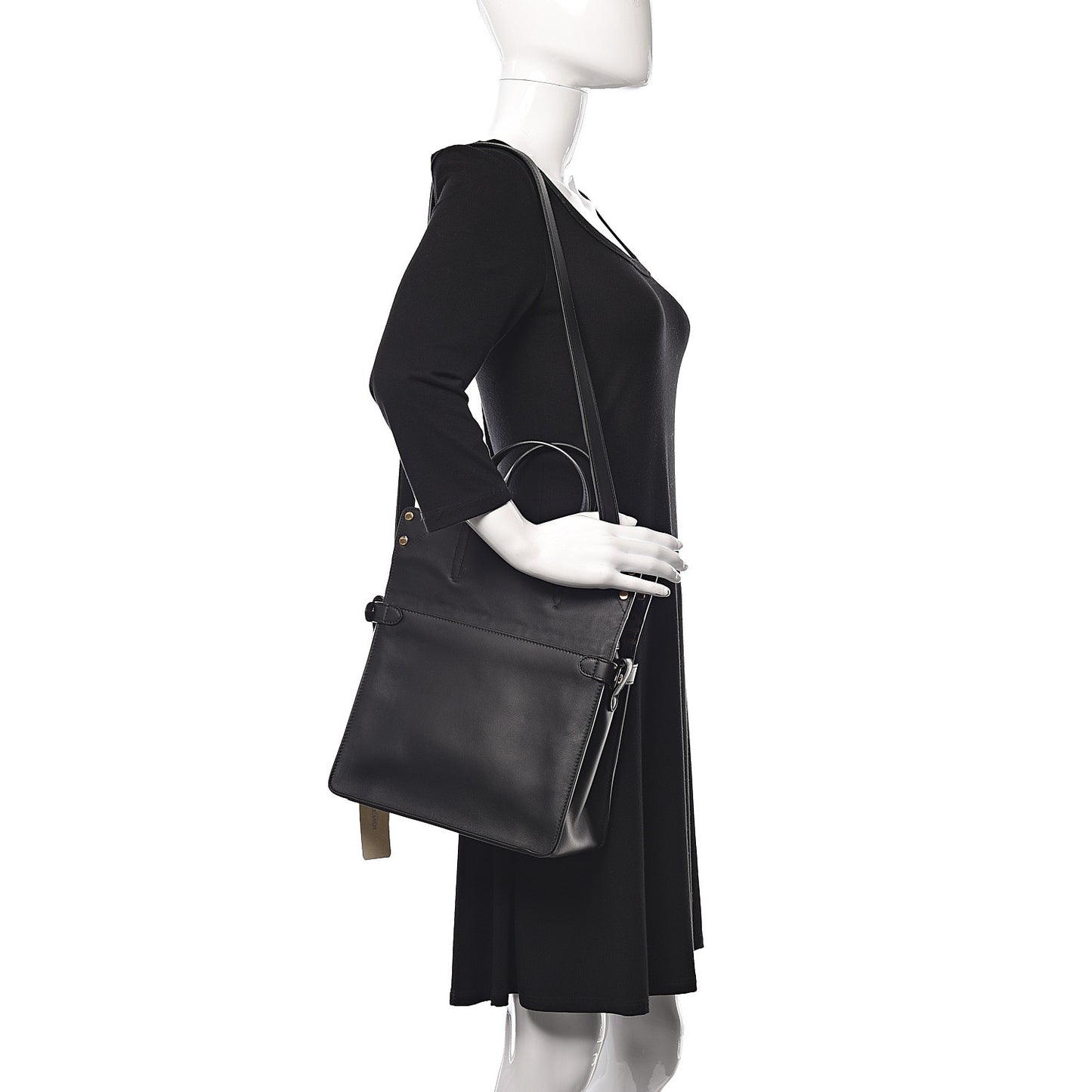 Vitello Grace Bi-Color FF 1974 Embossed Flip Tote Black Maya