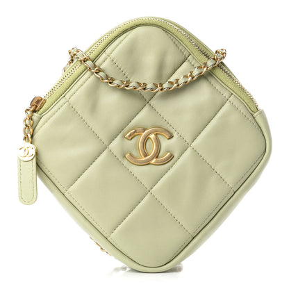 Chanel Lambskin Quilted Diamond Clutch With Chain Light Green 1 of 9