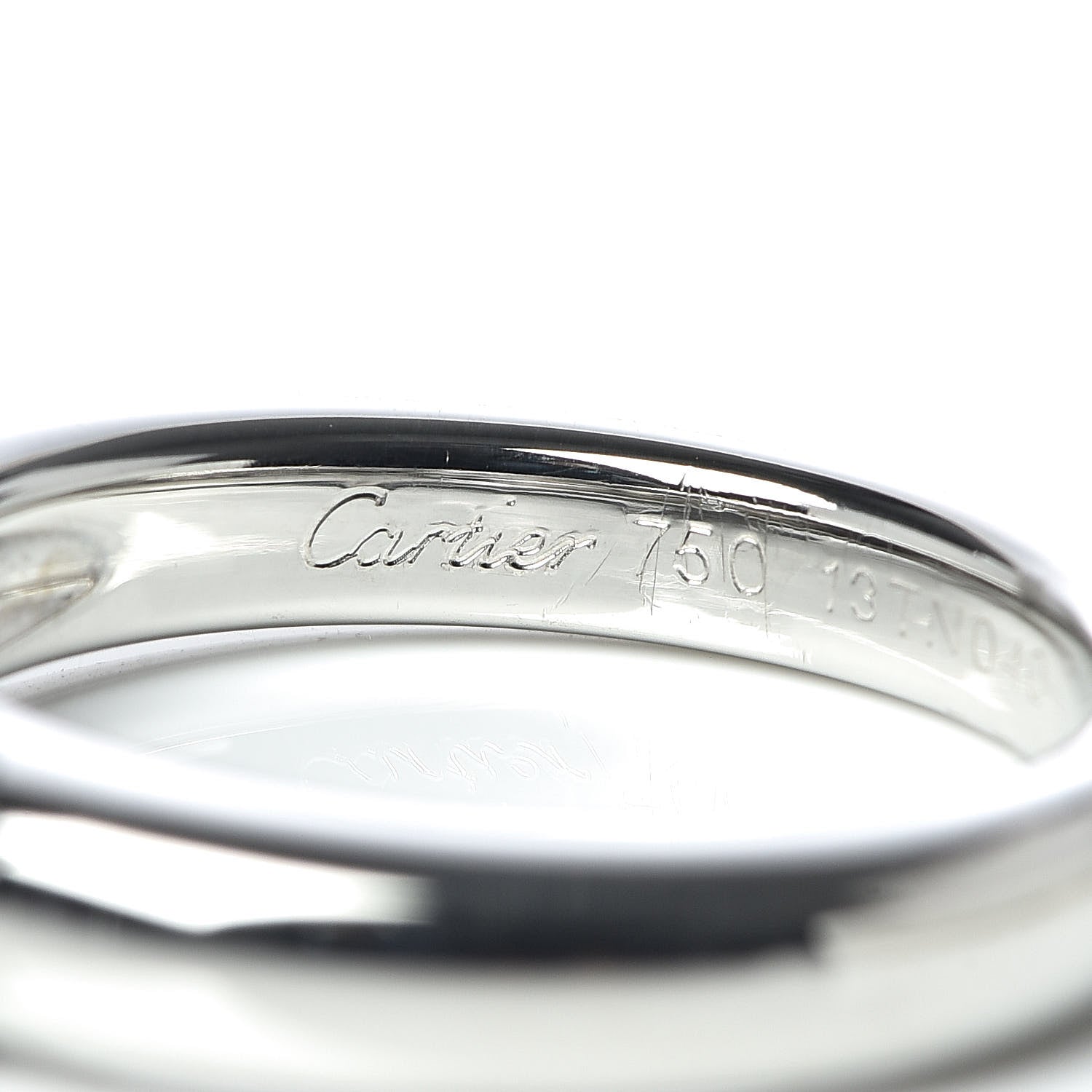 Cartier 18K White Gold Diamond .42ct C De Solitaire Ring 52 6 4 of 5