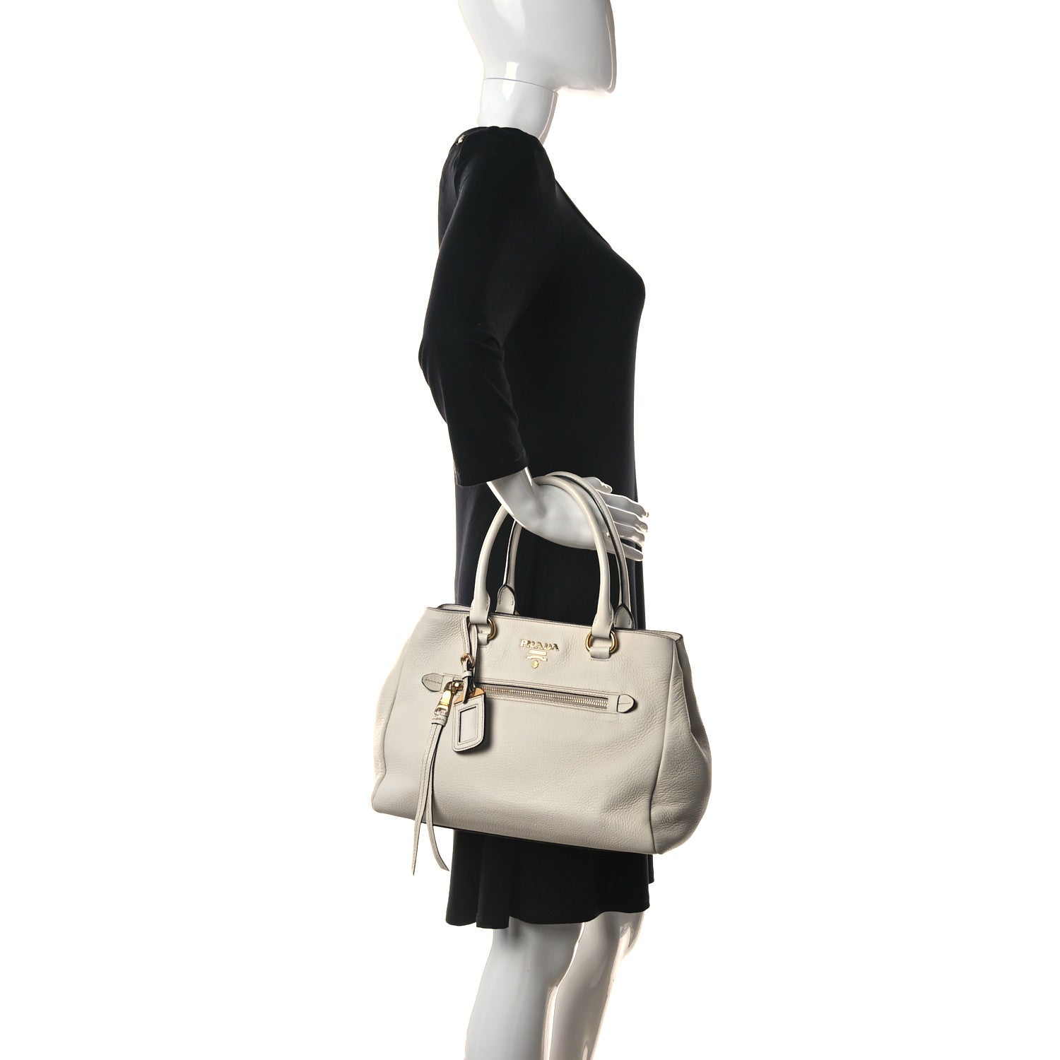 Prada Vitello Daino Shopping Tote White 3 of 9