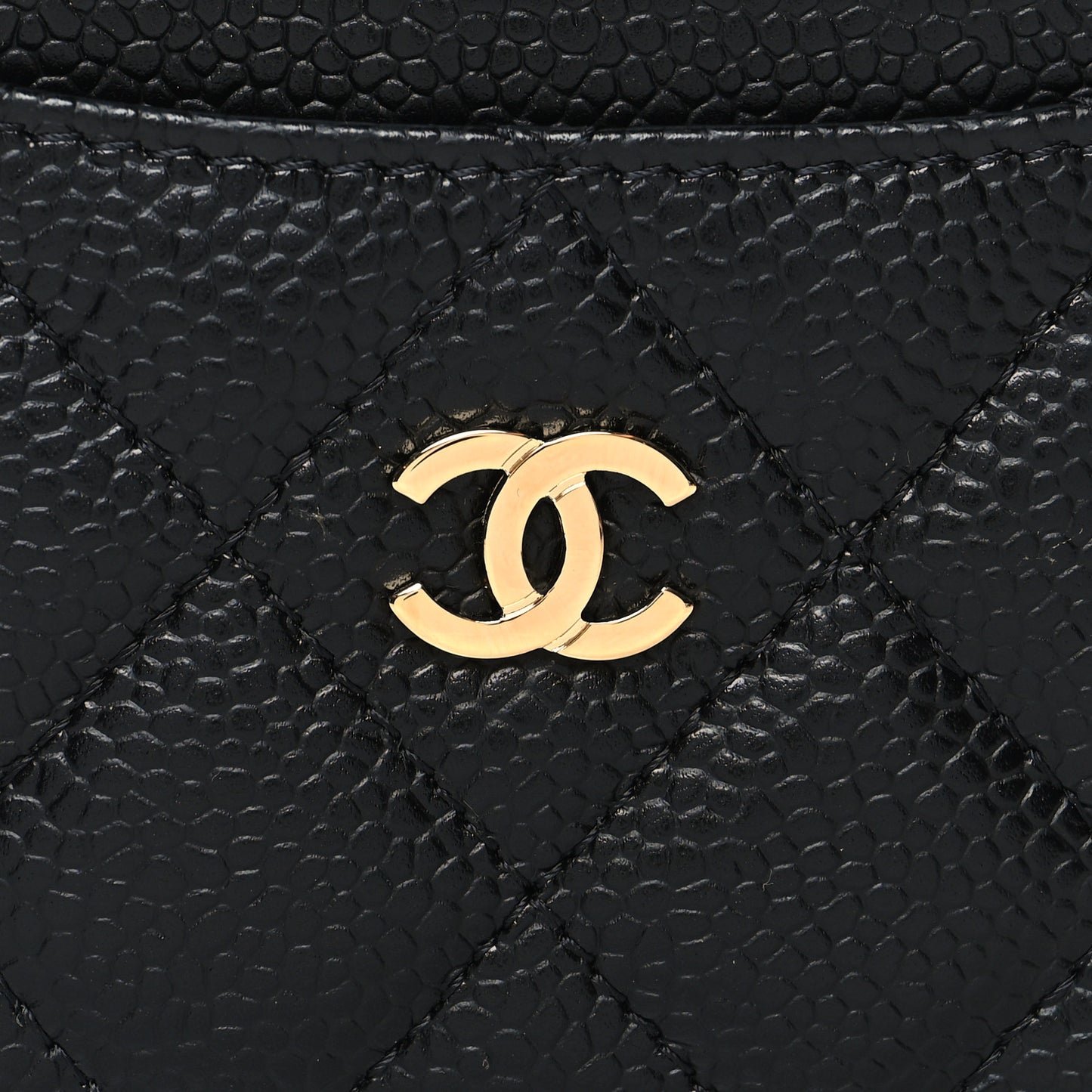Caviar Quilted Card Holder Black